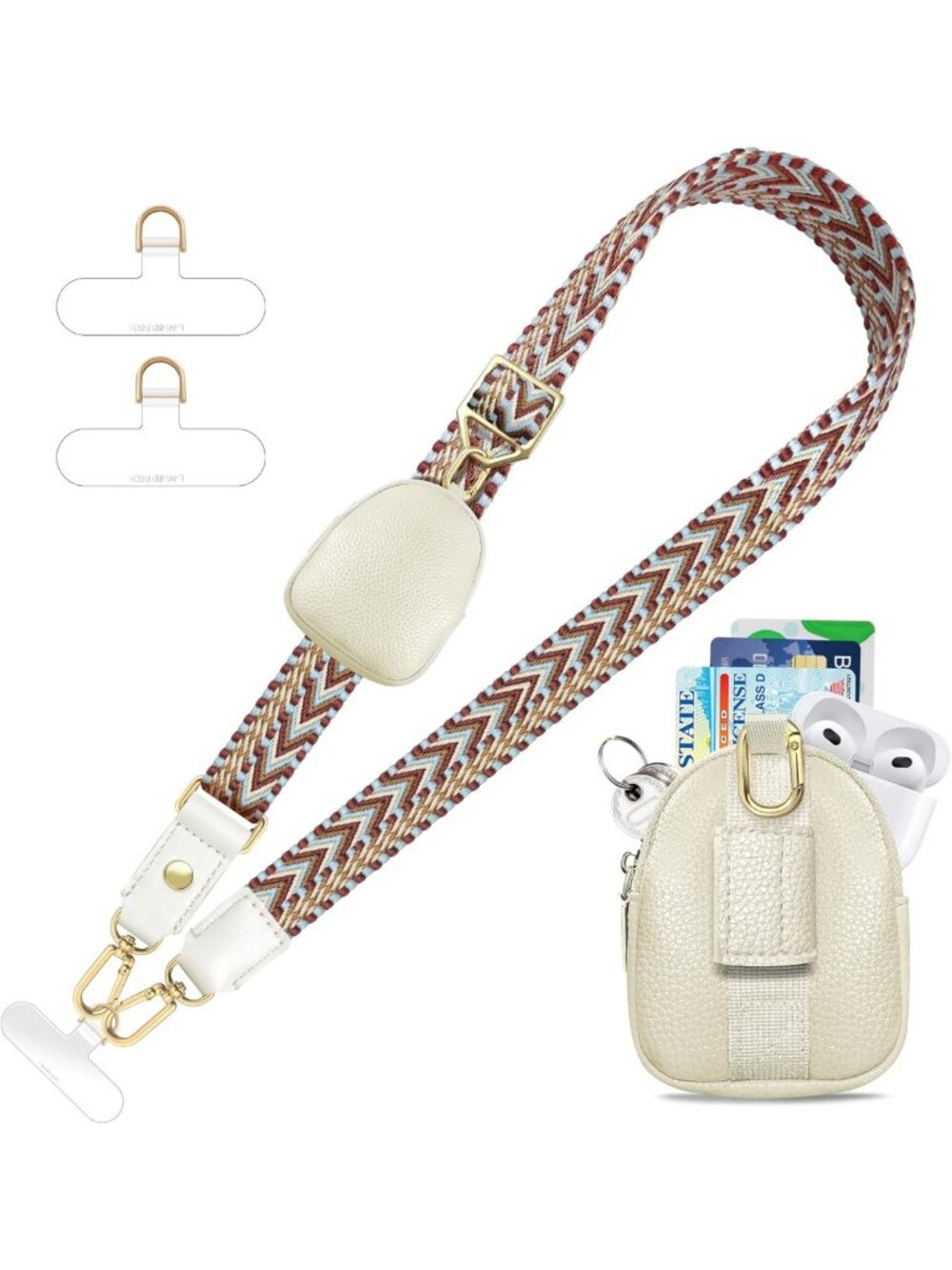 Adjustable Phone Lanyard Crossbody Strap with Premium Hardware - Red Neck Strap